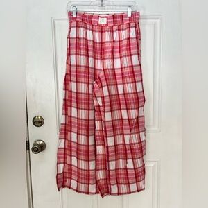 J. Crew Pink and White Plaid Pajama Pants